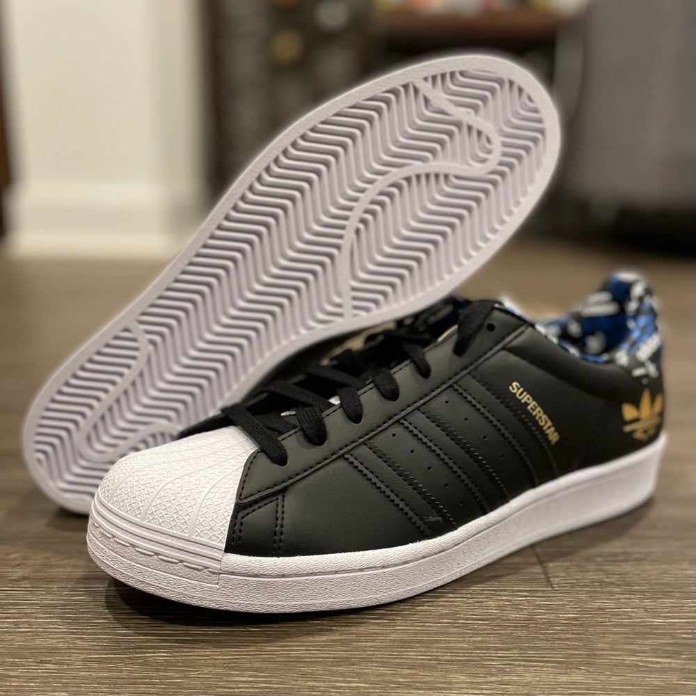 Adidas Superstar core black/core black/gold met sz 11.5 - Picture 4 of 4